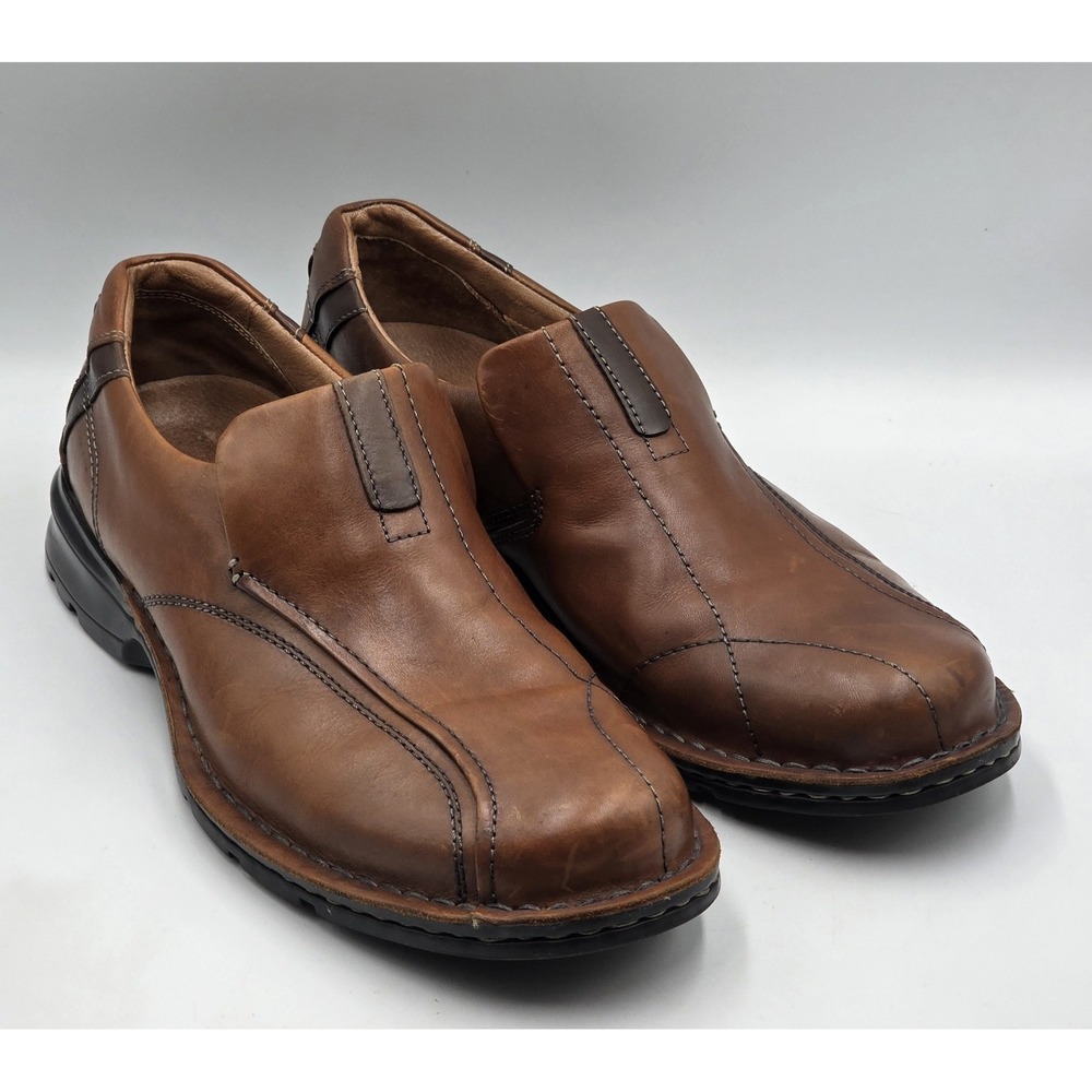 Clarks Escalade 70846 Mens 12M Brown Leather Slip On Loafers Comfort Dress Shoes